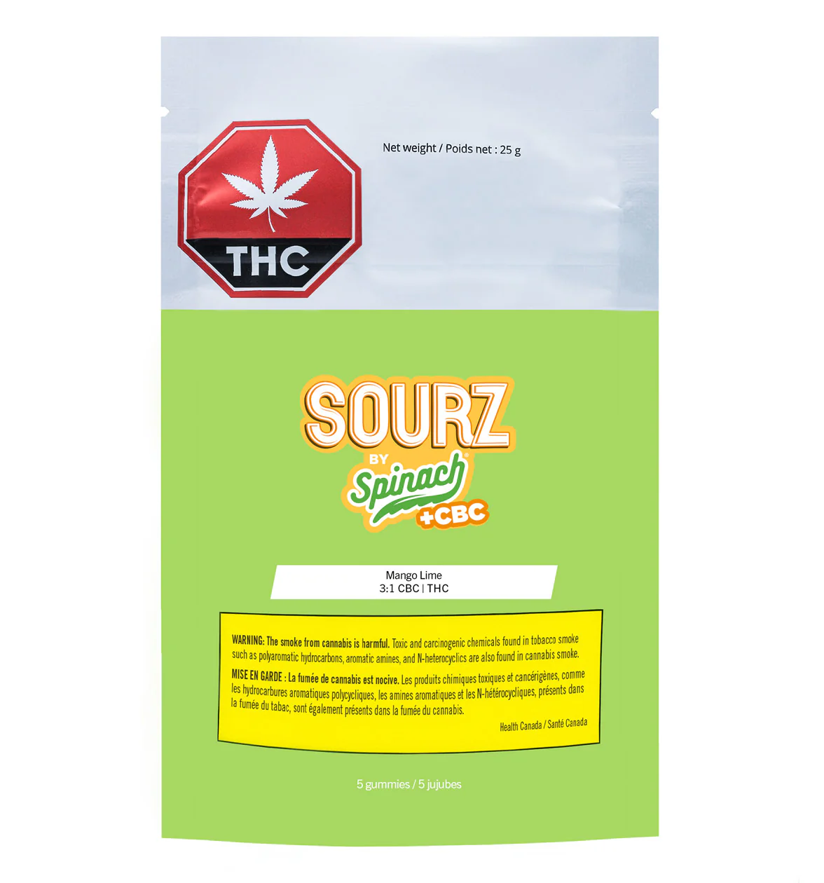Sourz by Spinach – Mango Lime 3:1 CBC | THC Gummies - Image 2