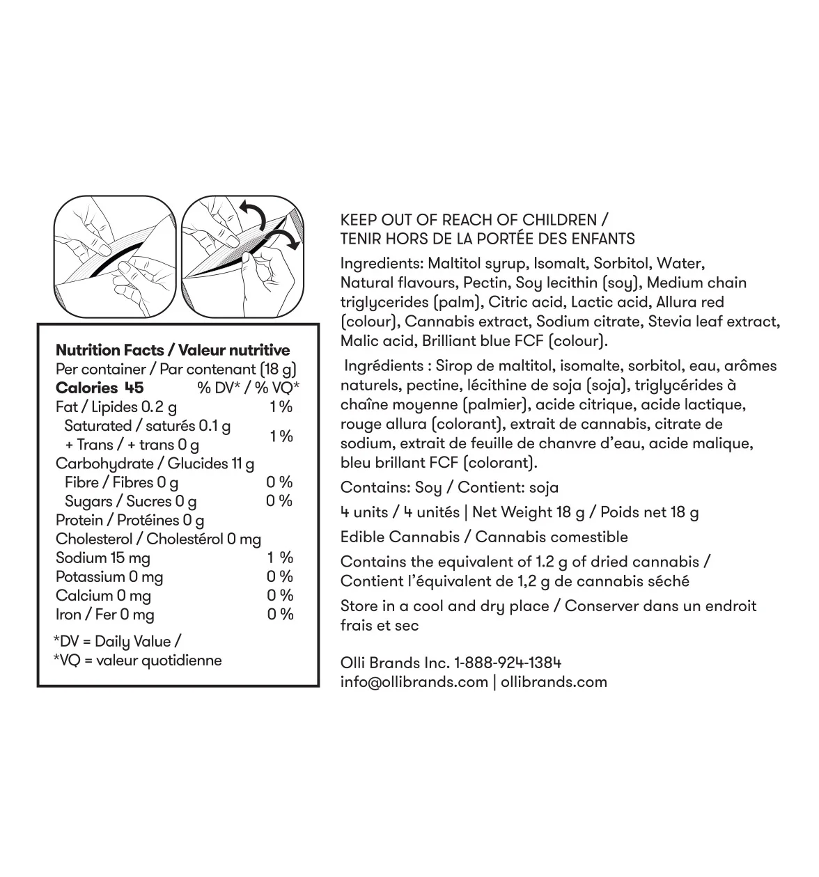 Olli Sugar Free Raspberry Acai 1:1 Chews - Image 4